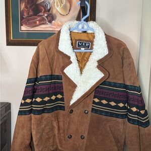 Brown Jacket with Patterned Accents
